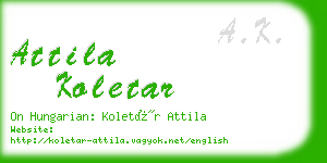 attila koletar business card